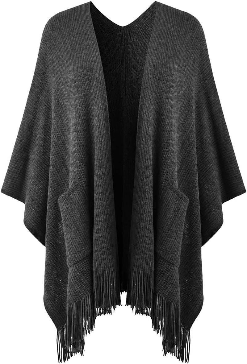 Ferand Shawl Wraps for Women, Cozy Lightweight Poncho Cape with Pockets, Warm for Fall Winter Travel - Image 1